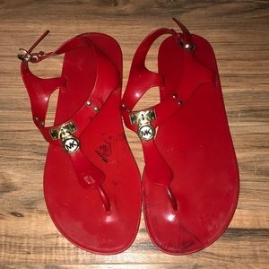 Michael Kors red rubber sandals